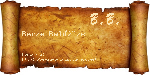 Berze Balázs névjegykártya